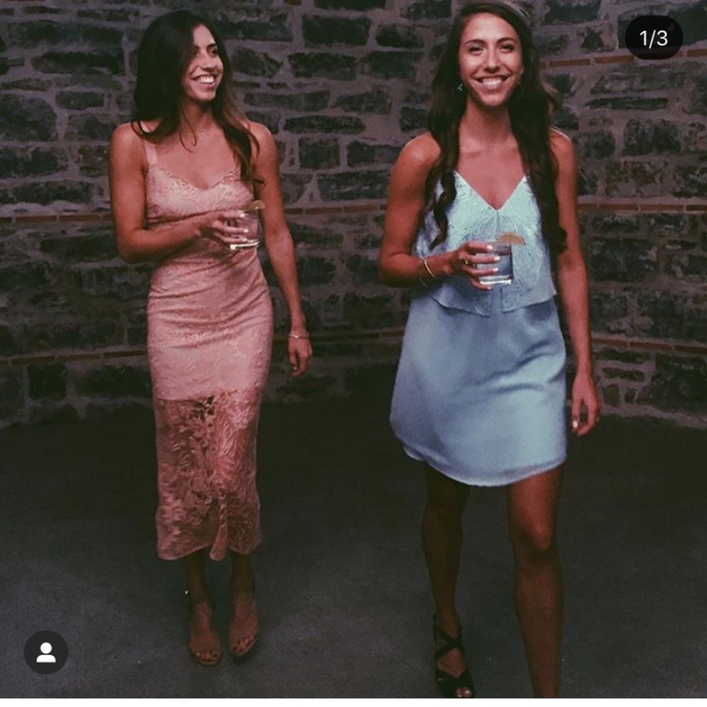 Light Blue Dress with lace detail on top